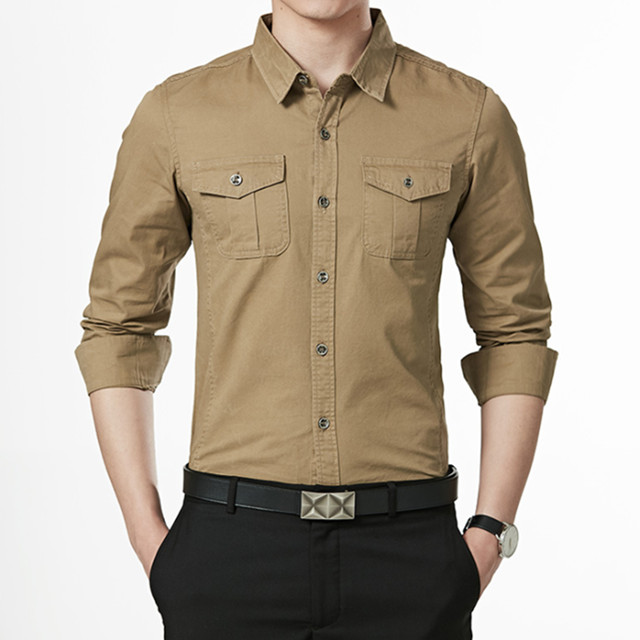 Новейшая деловая дизайнерская мужская рубашка из мягкого хлопка с длинными рукавами и двумя карманами