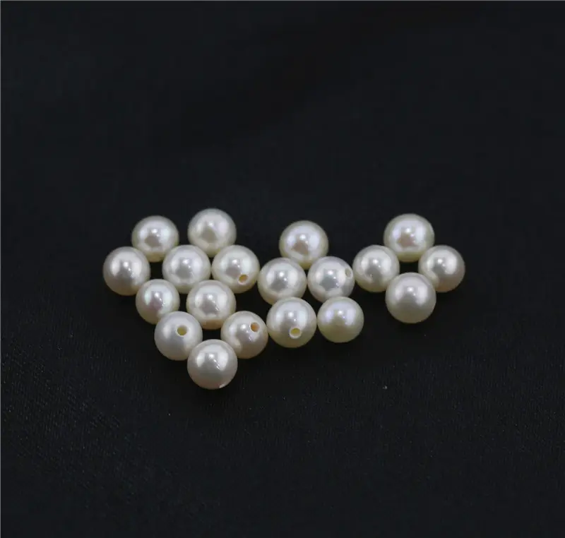 FEIRUN 4,5-5mm rund 3A schöne weiße Süßwasser perlen, Perlen perlen, lose Perlen halb gebohrt