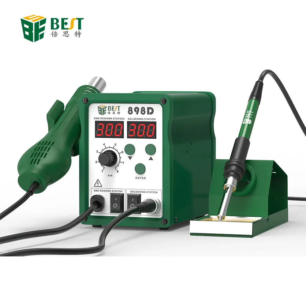 BST-898d Pistolet A Air Chaud Không Chì Xoắn Ốc 2 Trong 1 Hot Air Smd Làm Lại Hàn Desoldering Trạm Hotair Và Trạm Hàn