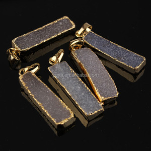 JF6757 Mặt Dây Chuyền Hình Chữ Nhật Chất Lượng Cao Natura <span class=keywords><strong>Agate</strong></span> Mạ Vàng Lấp Lánh - Product Image 3