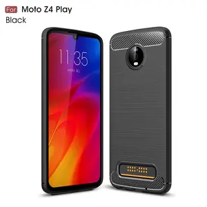 Saiboro shockproof ultra slim carbon fiber brushed tpu cell phone back cover case for motorola moto z4 play