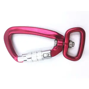 Wholesale Rose Red Aluminum Alloy 4kn Swivel Rotating Carabiner Hook Auto Locking Swivel Carabiner For Dog Leash