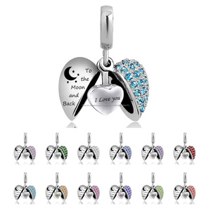 Personnalisé Je <span class=keywords><strong>T</strong></span>'aime à La Lune et <span class=keywords><strong>Au</strong></span> Dos En Acier Inoxydable Collier Memorial Pendentif Coeur - Product Image 2