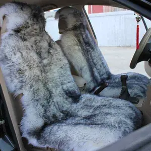 Real Long Fur Genuine Australian Sheepskin Beige Car Seat Cushion Cover