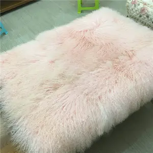 180 × 180センチメートルPremium Mongolian Fur Throw Blanket Bedspread Shaggy Tibet Sheepskin