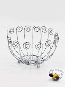 Cesta de frutas de metal cromado con forma de ramas - Product Image 5