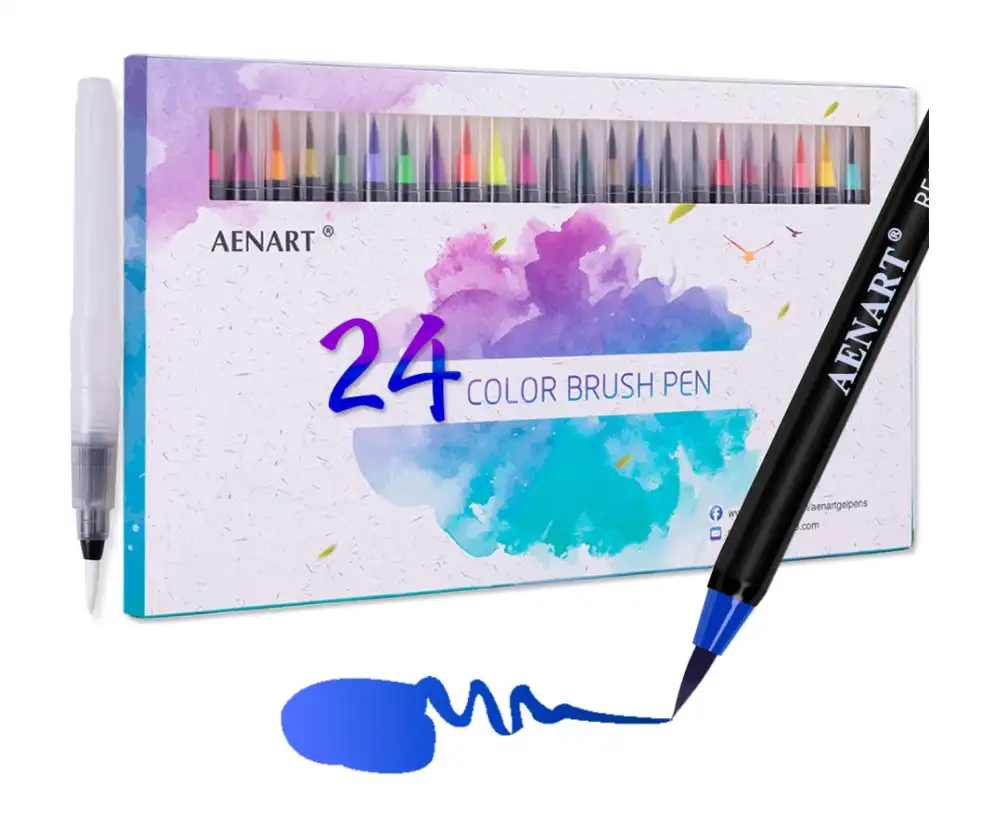 48 צבעים מים צבע עט מברשת עבור מילת אמנות ציור עטים