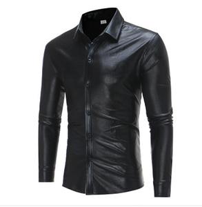 Camisas ajustadas de manga larga para hombre, ropa elástica brillante a la moda para Club nocturno - Product Image 3