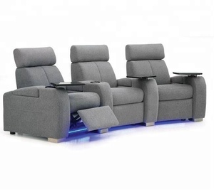Canapé inclinable avec rétro-éclairage, 3 places en tissu et cuir PU, pour Home cinéma - Product Image 5