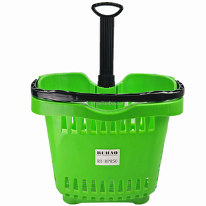 RH-BPR56 540*400*435mm Verde Big apple Tamanho Cesta De Supermercado Carrinho Cesta De Rolamento Cesta De Compras - Product Image 1