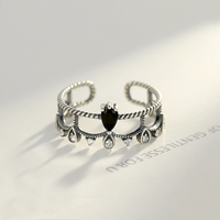 CZCITY Parfait 925 Bague En Argent Bohème Couronne Forme Mignon Anneau Coloré Brillant Goutte D'eau Anneau Anneaux Pour Les Femmes
