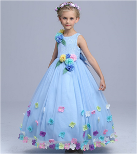 Vestidos de baile para bebé de clase alta, vestidos largos fantásticos con apliques de flores, Bola de baile <span class=keywords><strong>escolar</strong></span>, vestidos de hada esponjosos - Product Image 3