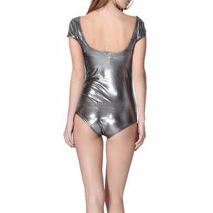 Grosir MOQ Rendah Murah Wanita Dewasa Shiny Lengan Pendek Senam Leotards - Product Image 3