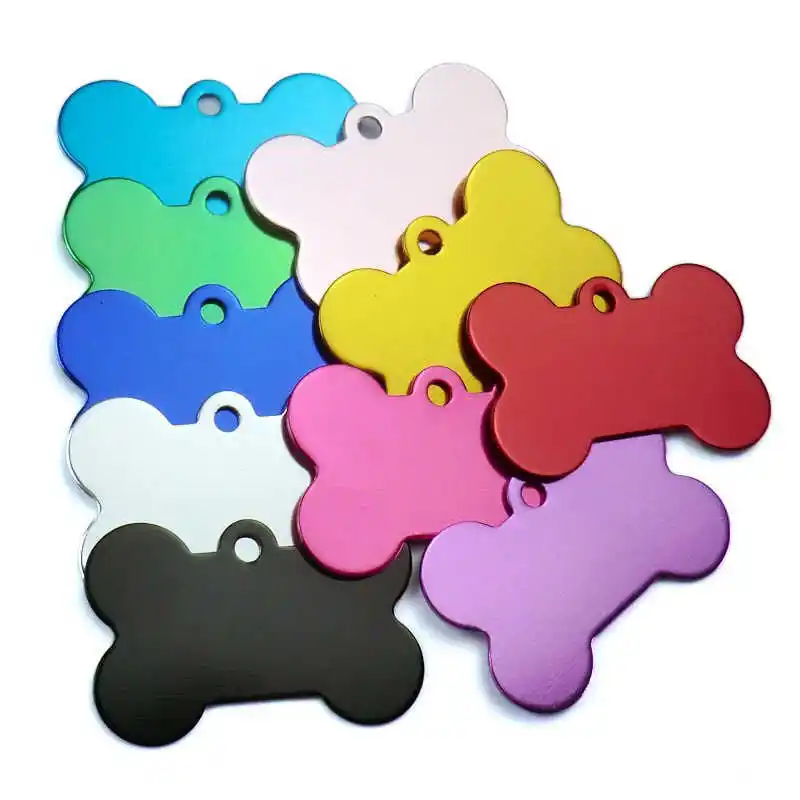 Custom Logo Aluminum Anodized Bone Shape Dog tag Pet ID Tags