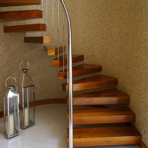 Escalera en voladizo con travesaño oculto, tipo entrada a la pared, con peldaños de vidrio y madera - Product Image 3