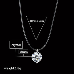 Collana a catena invisibile in filo da pesca trasparente argentato da donna - Product Image 4