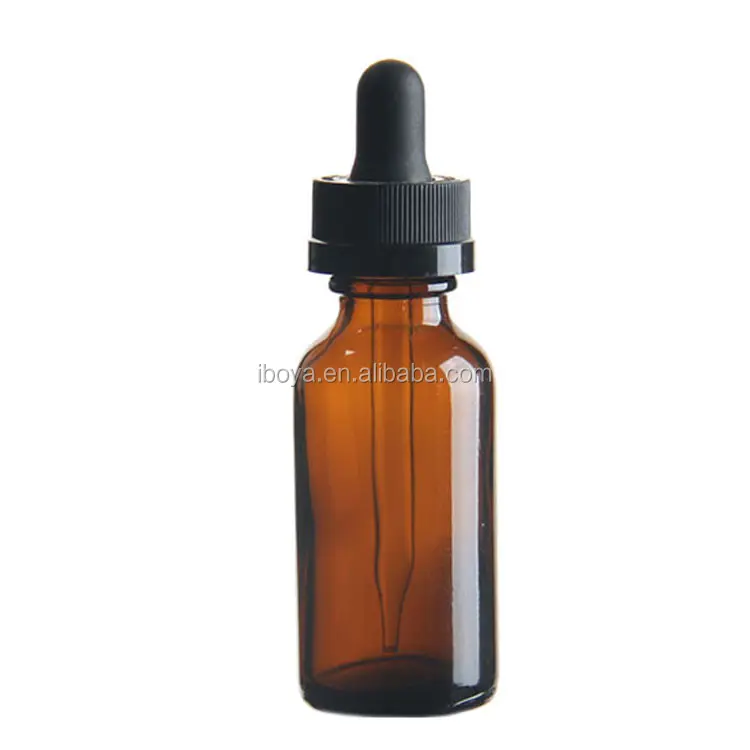 30 ml Botella de Vidrio Ámbar SKS con Orificio Reductor y Tapa De Plástico Negro Al Por Mayor