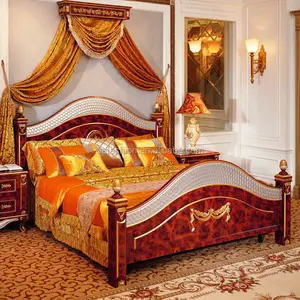 OE-FASHION French style romantic wooden frame designs double wedding bed