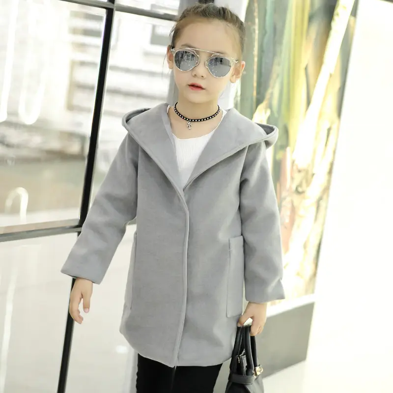 Yeni moda kişilik çocuk kız yün ceket yüksek kaliteli çocuk ceket