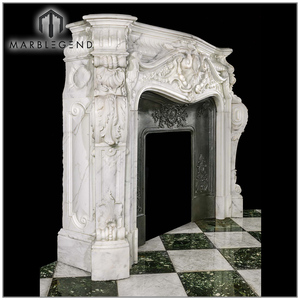 Repisas de <span class=keywords><strong>Chimenea</strong></span> Grandes y Elaboradamente Talladas en Mármol Natural Estilo Rococó - Product Image 3