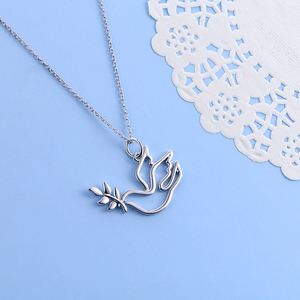 Wholesale Fashion Hot Sales 925 Sterling Silver <strong>Doves</strong> Birds <strong>Charms</strong> Pendant <strong>Necklace</strong>