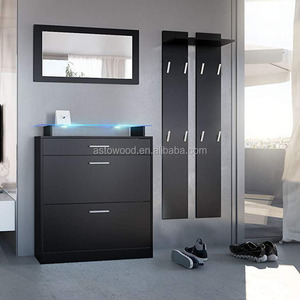 <span class=keywords><strong>Mueble</strong></span> de pasillo para el hogar, <span class=keywords><strong>mueble</strong></span> <span class=keywords><strong>zapatero</strong></span> de madera de melamina con espejo y <span class=keywords><strong>perchero</strong></span> - Product Image 2