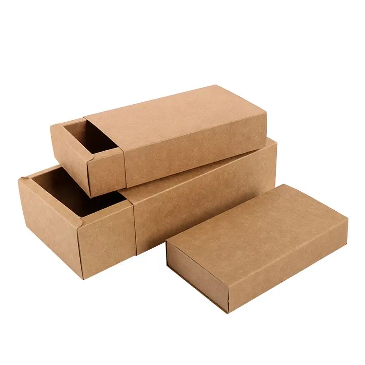 Geen afdrukken leeg recycle bruin kraft papier lade box match box glijden doos