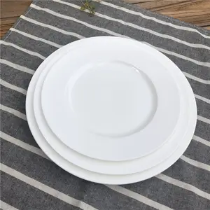 factory wholesale 8" round dinner plate white porcelain flat plate for restaurant use white ceramic plate