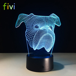 โคมไฟหัวสุนัขพันธุ์ปักกิ่ง 3 มิติ ไฟกลางคืนหลากสีสัน แบบสัมผัส ไฟ LED โคมไฟตั้งโต๊ะ ของขวัญ โคมไฟสร้างบรรยากาศ ของขวัญสำหรับเด็ก - Product Image 2