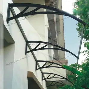 Buena protección anti-UV marco de acero dosel con techo de vidrio