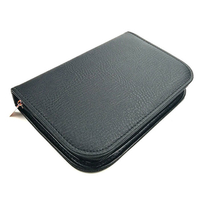 Royal Fair Custom Black PU Leather Zipper <strong>Makeup</strong> <strong>Brush</strong> <strong>Case</strong> Embossed Logo Portable Beauty Storage Cosmetic Toiletry Bags - Product Image 2