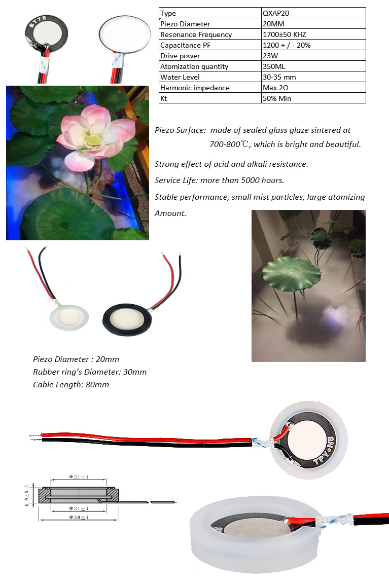 20mm 2.4Mhz High-frequency Oscillation Ultrasonic Atomizer Mist Maker Fogger Air Humidifier Accessories