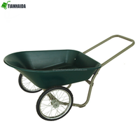 Carretilla de construcción de tres ruedas WH3600 de 100L con bandeja de plástico y mango de madera para Uganda