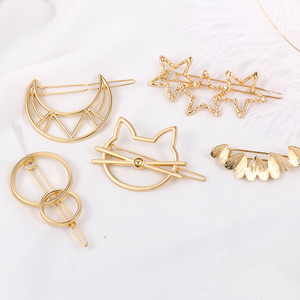 Accesorios para el cabello <span class=keywords><strong>de</strong></span> mujer a la moda Clip <span class=keywords><strong>de</strong></span> pelo triangular <span class=keywords><strong>de</strong></span> Metal <span class=keywords><strong>de</strong></span> aleación geométrica para el cabello Luna círcu - Product Image 6