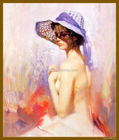 Peinture à l'huile faite à la main, magnifique portrait de femme nue avec une impression sexy, décoration murale pour la maison, support en toile