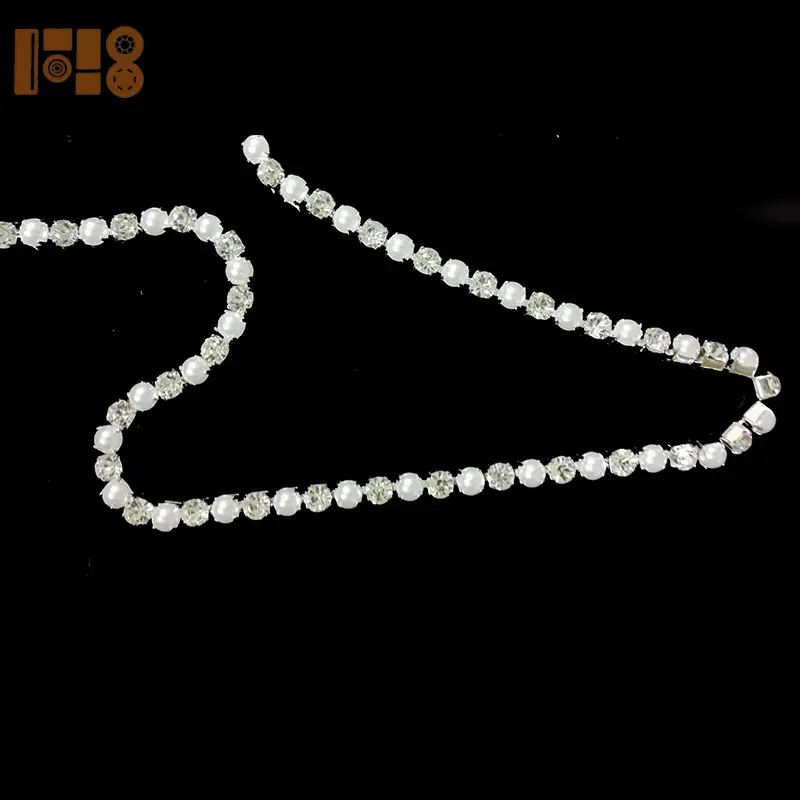 Modestil Strass Perlen besatz Kristall ketten be sätze für Hochzeits kleider