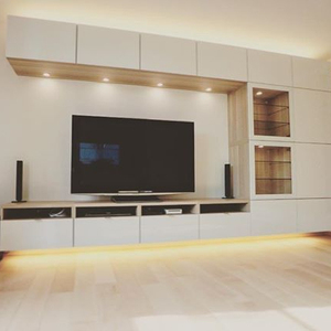 White Wood Cabinet <strong>Tv</strong> Cabinet Wall <strong>Mounted</strong> Light Wood <strong>Tv</strong> <strong>Stand</strong> - Product Image 1