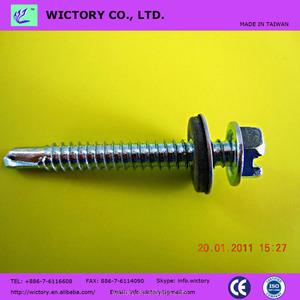 Vis de toiture auto-perceuse SDS à tête hexagonale métrique en acier inoxydable zingué de Taïwan avec rondelle collée - Product Image 5