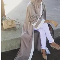 Muslim Abaya Striped Dress Scarf Cardigan, Long Robes