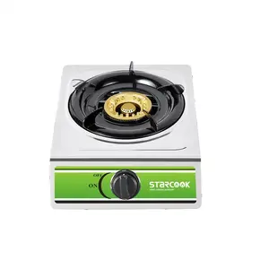 Cuisinière à gaz en acier inoxydable à brûleur unique Cuisinière de cuisine Cuisinière à gaz avec allumage par batterie