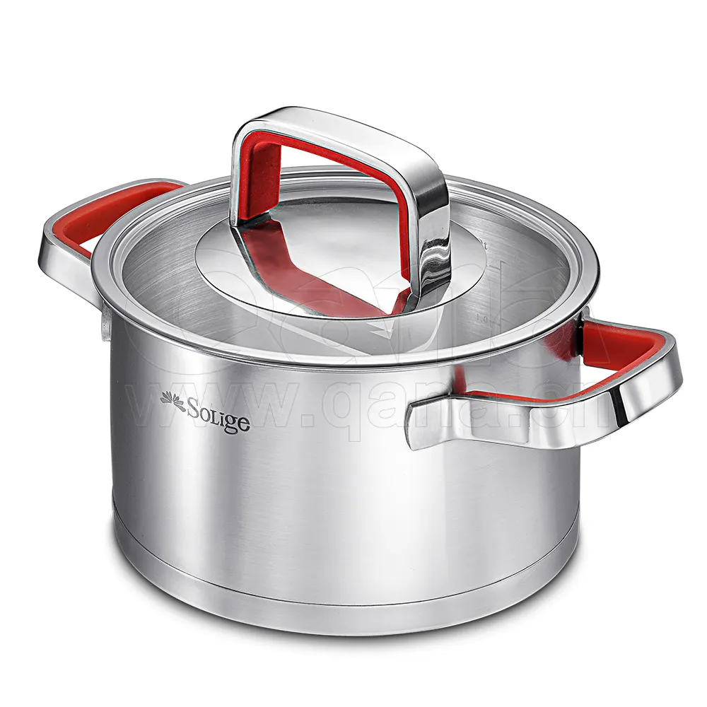 Most Popular Stainless Steel Cooking Pot Silicon Handle Casserole 24cm Diameter Anti- scald Handle Cookware