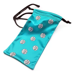 100% polyester soft cloth sunglasses/eyeglasses drawstring pouch with custom full color printing