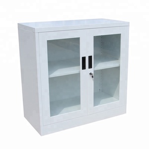 Petit 2 Portes Verre Avant En Verre De Verrouillage <span class=keywords><strong>Armoire</strong></span> De Rangement Basse - Product Image 2