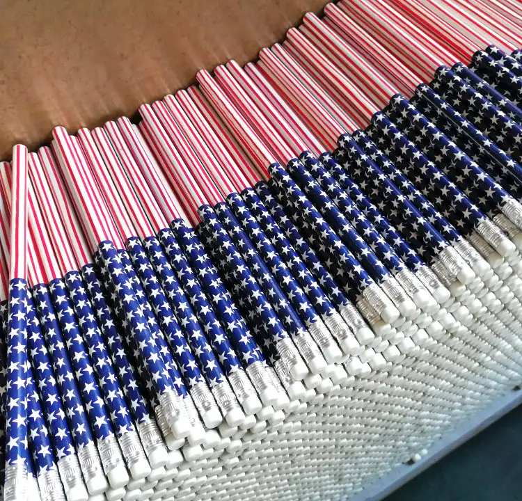गर्म बिक्री संयुक्त राज्य अमेरिका झंडा डिजाइन फिल्माया एचबी लकड़ी पेंसिल