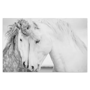 Dropshipping home decor stampa acrilica 3d horse pictures arte della parete in bianco e nero - Product Image 2