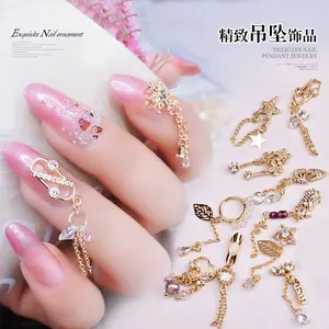 luxury Charms Jewelry Gold crown triangle alloy zircon 3d Nail Art Decorations