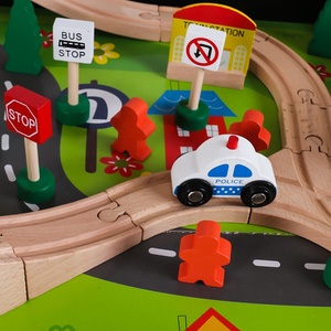 Table de train en bois pour enfants, jouet de train en bois pour la maternelle, 90 pièces, vente en gros, W04C009B - Product Image 6