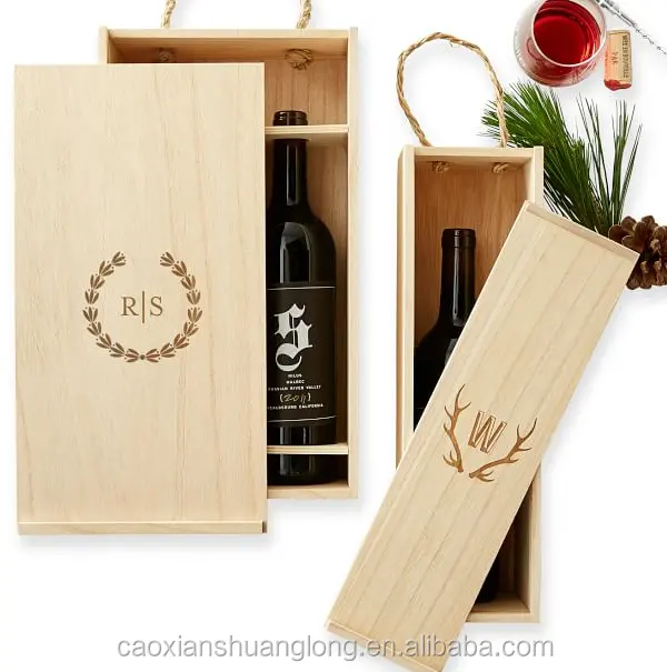 Wooden Wine Crate, Balsa Wood, Double, Natural