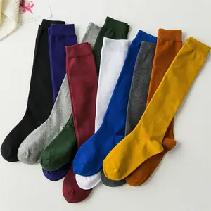 Chaussettes longues pour filles, couleur unie, 1 paire, dessus de genou