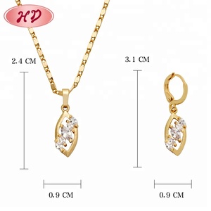 Jewlary Market Guangzhou Joyería artificial Precio barato Nupcial indio 18K Conjuntos de joyas chapadas en oro